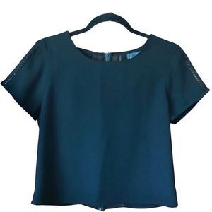 Sam Edelman Women's Sheer Back Exposed Zip  Crop Top  - Black, Size M